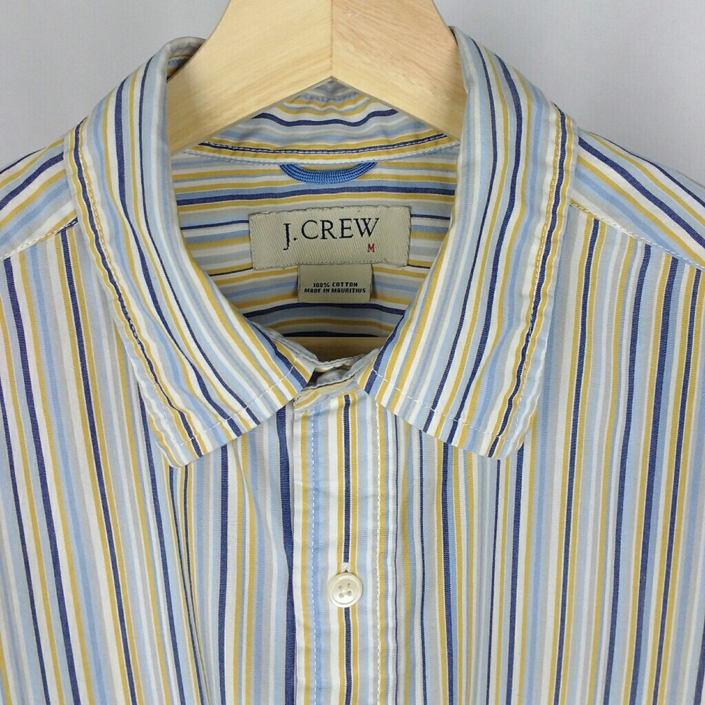 J Crew Men Shirt Short Sleeve Striped Medium